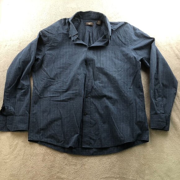 Dockers Mens Shirt Size XL Long Sleeve Button Up Blue Plaid Casual Classic Y2K - Picture 8 of 9